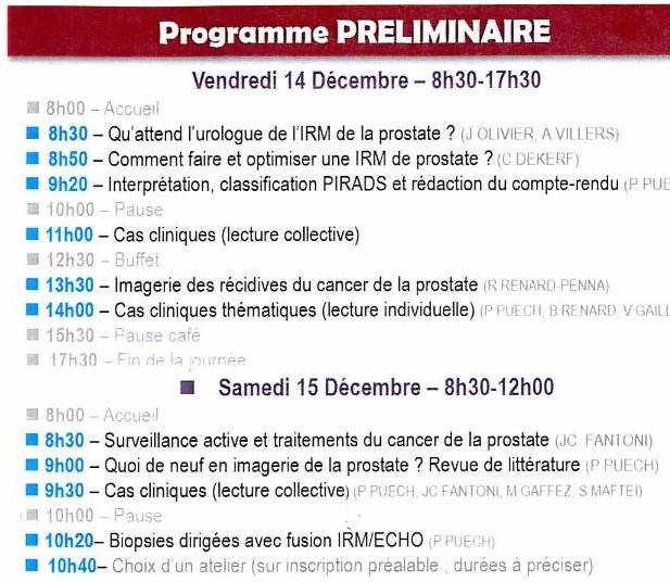 10e édition des Ateliers Lillois d'Imagerie de la Prostate